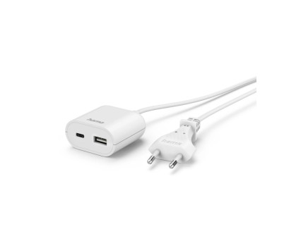 Hama Cargador con Cable Integrado de 1.9m - 17.5W - USB-C - USB-A - Color Blanco