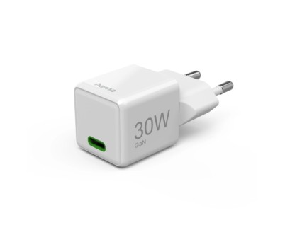 Hama Cargador de Pared - Potencia 30W - USB-C - GaN - Power Delivery - Qualcomm - Color Blanco