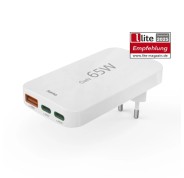 Hama Cargador de Pared - Potencia 65W - 2x USB-C - USB-A - Power Delivery - Qualcomm - Color Blanco