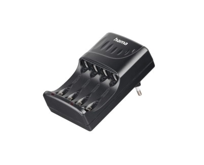 Hama Cargador de Pilar Recargables AA y AAA - Luz LED - Proteccion de Sobrecarga - Temporizador - Color Negro