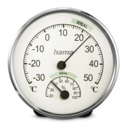 Hama Chios Medidor de Temperatura y Humedad para Interior - Analogico - Permite Colgar en Pared - Acero Inoxidable - 12.5x2.5x12.5cm - Color Plata