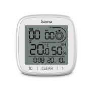 Hama Chipre Reloj Digital con Ventosa - Termometro - Higrometro - IPX4 - Funcion Cuenta Atras - Fecha - 11x11x4.5cm - Color Blanco