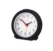 Hama Classic Reloj Despertador Analogico - Manecillas y Numeros Fluorescentes - Funciona con 1 Pila AA - 9.5x3.8cm - Color Negro