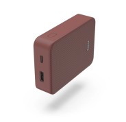 Hama Color 10 Bateria Externa Powerbank 10000mAh - Polimero de Litio - USB-C - USB-A - Carga Rapida - Indicador LED de Carga - 2 Conexiones de Salida - 23x92x65mm - Color Rojo