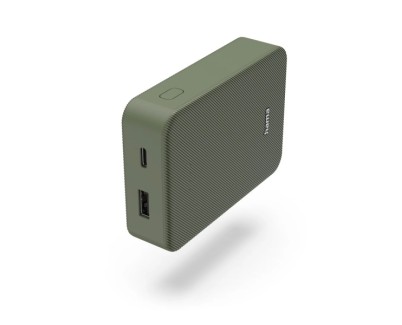 Hama Color 10 Bateria Externa Powerbank 10000mAh - Polimero de Litio - USB-C - USB-A - Carga Rapida - Indicador LED de Carga - 2 Conexiones de Salida - 23x92x65mm - Color Verde Oscuro
