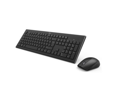 Hama Combo de Teclado y Raton Inalambricos 2.4GHz - Distribucion Qwerty-Es - Pila Aa/Aaa - USB-A - Pies Plegables - Rango 10m - Raton de 3 Botones - 1600dpi - Color Negro