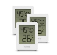 Hama Cres Pack de 3 Medidores de Temperatura y Humedad para Interior - Pantalla Digital - Permite Colgar en Pared - Indicador de Confort - 4.5x3.1x5.6cm - Color Blanco