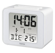 Hama Cube Radio Reloj Despertador - Termometro - Pantalla Digital - Funcion de Repeticion de Alarma - Zona Horaria Ajustable - 7x4x6cm - Color Blanco