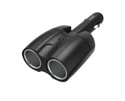 Hama Distribuidor de 2 Tomas de 12V para Coche - Color Negro