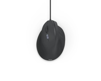 Hama ECM-500L Raton Optico Vertical para Zurdos 1800dpi - Cable 180cm - Ergonomico - Silencioso - 7 Botones - 8.6x7.1x11.5cm - Color Negro