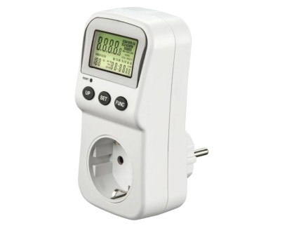 Hama Enchufe Contador Digital de Consumo - Potencia Maxima 3680W - Pantalla LCD - Color Blanco
