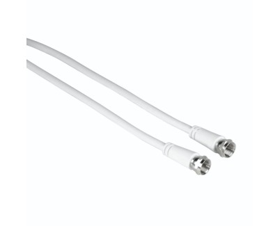 Hama Entry Cable Coaxial de Antena - Longitud 1.5m - Conector F Macho - Doble Blindaje - Apantallamiento 75dB - Impedancia 75Ohm - Color Blanco