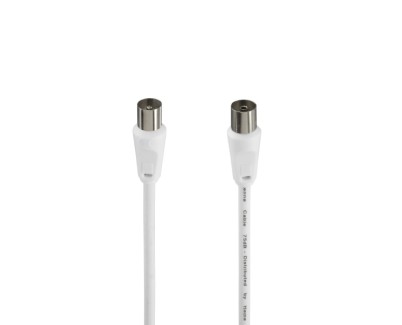 Hama Entry Cable Coaxial de Antena Macho/Hembra - Longitud 3m - Apantallamiento 75dB - Impedancia 75Ohm - Color Blanco