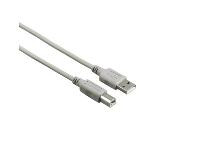 Hama Entry Cable USB - Longitud 1.5m - USB-A Macho - USB-B Macho - Velocidad hasta 480Mbps - Color Gris