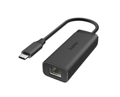 Hama Essential Adaptador de Red - USB-C Macho - Ethernet RJ45 Hembra - Velocidad hasta 2.5Gbit/s - Color Negro