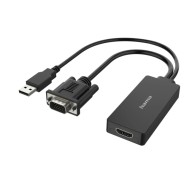 Hama Essential Adaptador de Video - Entrada VGA y USB-A Macho - Salida HDMI Hembra - Color Negro