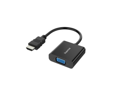 Hama Essential Adaptador de Video - Full HD - Cable 0.15m - HDMI Macho - VGA Hembra - Color Negro