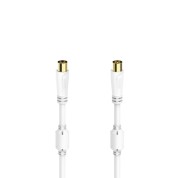 Hama Essential Cable Coaxial de Antena Macho/Hembra - Longitud 0.75m - Terminales Chapados en Oro - Triple Blindaje - Apantallamiento 100dB - Impedancia 75Ohm - Color Blanco