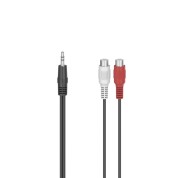 Hama Essential Cable de Audio - 2x RCA Hembra - Jack 3.5mm Macho - Longitud 10cm - Estereo - Color Negro