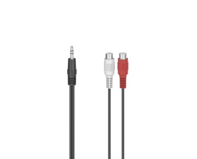 Hama Essential Cable de Audio - 2x RCA Hembra - Jack 3.5mm Macho - Longitud 10cm - Estereo - Color Negro