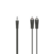 Hama Essential Cable de Audio - 2x RCA Macho - Jack 3.5mm Macho - Longitud 1.5m - Estereo - Color Negro