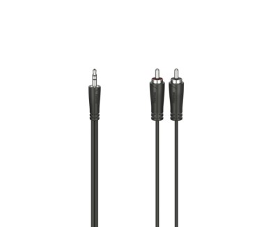 Hama Essential Cable de Audio - 2x RCA Macho - Jack 3.5mm Macho - Longitud 1.5m - Estereo - Color Negro