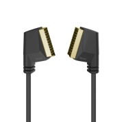 Hama Essential Cable de Audio y Video - Longitud 1.5m - 2x Euroconector Scart - Contactos Chapados en Oro - Color Negro