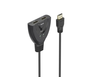 Hama Essential Conmutador HDMI 4K - Cable 1.7cm - Luz LED - 2 Entradas HDMI Hembra - 1 Salida HDMI Macho - Color Negro