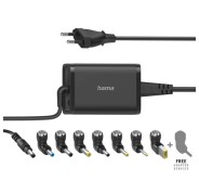 Hama Essential Fuente de Alimentacion Universal para Portatil - Potencia 45W - Voltaje 15-19V - Cable de Entrada 1.2m - Cable de Salida 1.15m - Color Negro