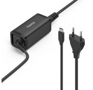 Hama Essential Fuente de Alimentacion Universal para Portatil - Potencia 45W - Voltaje 5-20V - Cable de Entrada 1.2m - Cable de Salida 1.2m - Power Delivery - GaN - Color Negro