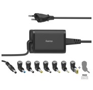 Hama Essential Fuente de Alimentacion Universal para Portatil - Potencia 65W - Voltaje 15-19V - Cable de Entrada 1.2m - Cable de Salida 1.15m - Color Negro
