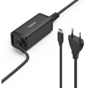 Hama Essential Fuente de Alimentacion Universal para Portatil - Potencia 65W - Voltaje 5-20V - Cable de Entrada 1.2m - Cable de Salida 1.2m - Power Delivery - GaN - Color Negro