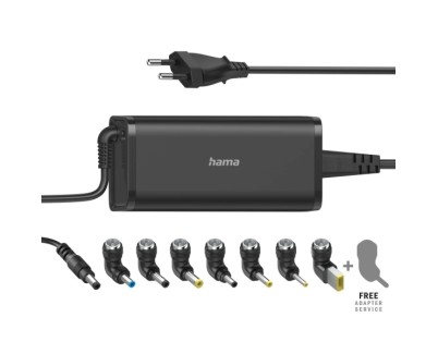 Hama Essential Fuente de Alimentacion Universal para Portatil - Potencia 90W - Voltaje 15-19V - Cable de Entrada 1.2m - Cable de Salida 0.95m - Color Negro