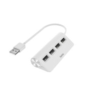 Hama Essential Hub USB 2.0 - Cable USB-A Integrado de 15cm - USB-A Hembra x4 - Color Blanco