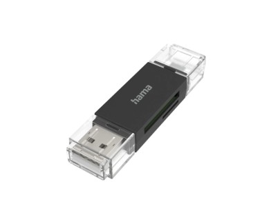 Hama Essential Lector de Tarjetas USB-A - Compatible con SD - MicroSD - Sistema OTG - 19.05x10.99x73.6mm - Color Negro