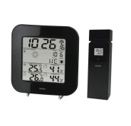 Hama Ews-200 Estacion Meteorologica - Reloj - Prevision Meteorologica - Sensor Exterior - Radiofrecuencia - Termometro - Higrometro - 11x2.5x11cm - Color Negro