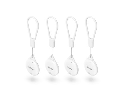 Hama Find My Pack de 4 Localizadores Antiperdida para Apple - Bluetooth - Policarbonato y Silicona - Autonomia hasta 240 Dias - 4.6x3.6x0.9cm - Color Blanco