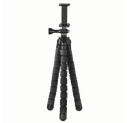 Hama Flex Tripode para Smartphone y Camara Deportiva - Peso Max 300g - Plegable - Altura Ajustable hasta 26cm - Plastico - Color Negro