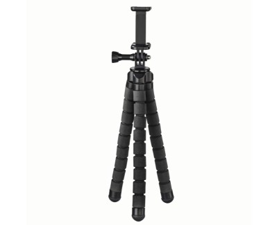 Hama Flex Tripode para Smartphone y Camara Deportiva - Peso Max 300g - Plegable - Altura Ajustable hasta 26cm - Plastico - Color Negro