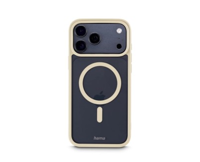 Hama Frame Protect Funda para iPhone 17 Pro Max - Antideslizante - Magnetico - Policarbonato y Poliuretano Termoplastico - Bordes Elevados - Color Beige