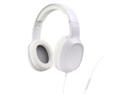 Hama Fun C Auriculares con Microfono Omnidireccional - Cable 1.2m - Diadema Ajustable - Almohadillas de Cuero - Color Blanco