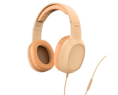 Hama Fun C Auriculares con Microfono Omnidireccional - Cable 1.2m - Diadema Ajustable - Almohadillas de Cuero - Color Naranja