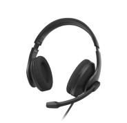 Hama Hs-USB300 V2 Auriculares con Microfono Omnidireccional - Cable 2m - Diadema Ajustable - Almohadillas de Malla - Color Negro