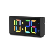 Hama Ibiza Reloj Despertador Digital - Pantalla Multicolor - Funcion de Carga USB-A - Funcion de Repeticion de Alarma - 15x3.4x7.5cm - Color Negro