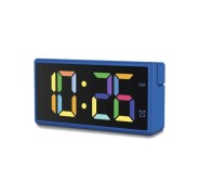 Hama Ibiza Reloj Despertador Digital - Pantalla Multicolor - Funcion de Carga USB-A - Funcion de Repeticion de Alarma - 15x3.5x7.5cm - Color Azul