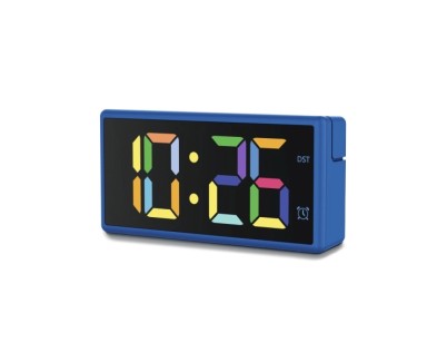 Hama Ibiza Reloj Despertador Digital - Pantalla Multicolor - Funcion de Carga USB-A - Funcion de Repeticion de Alarma - 15x3.5x7.5cm - Color Azul