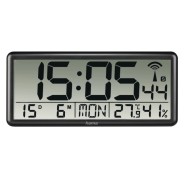 Hama Jumbo Reloj de Pared Digital - Termometro - Higrometro - Zona Horaria Ajustable - Radio - 36x16x3cm - Color Negro
