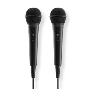 Hama Karaoke Pack de 2 Microfonos Dinamicos - Cable 2.5m - 100Hz - Jack 3.5mm - Cardioide - 600 Ohm - 220x53x53mm - Color Negro