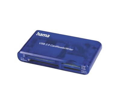 Hama Lector de Tarjetas - Conexion con USB-A - CompactFlash - Compatible con SD - Tarjeta xd - 57x97x17mm - Color Azul