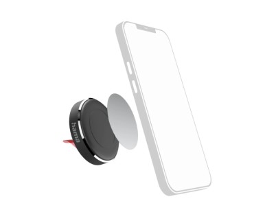 Hama Magnet Soporte de Coche para Smartphone - Magnetico - Pinza para Rejilla - Color Negro